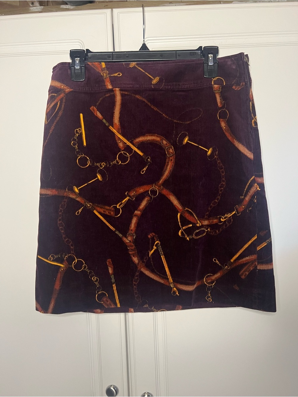 Talbots Equestrian Print Corduroy Skirt - Picture 3 of 15